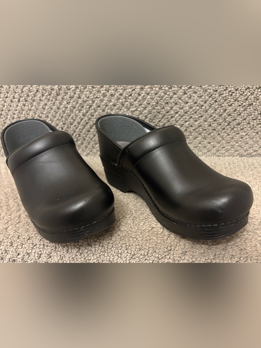 Dansko Black Leather Platform Clogs - Women's Slip-On Clogs